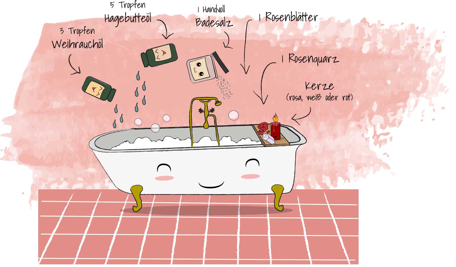 Bad für liebevolle Vibes Illustration Hexeneinmaleins
